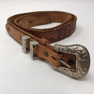 Handcrafted Belt Western Rodeo Tooled Brown Leather